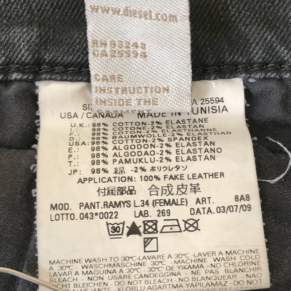 Diesel Ramys Black Denim Boot Flare Stretch Jeans - Picture 9 of 9